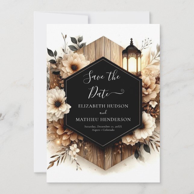 Einzigartige Boho-Rustikale Hochzeit Save The Date (Vorderseite)