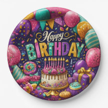 Einzigartige bunte Happy Birthday-Papierplatten
