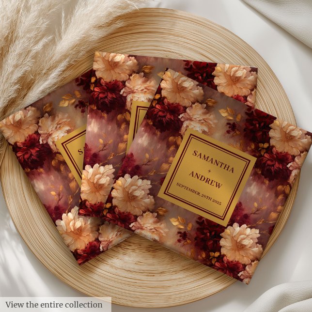 Einzigartige Burgundy Gold Boho Wedding Cloud Napk Serviette (Unique Burgundy Gold Boho Wedding Cloth Napkins)