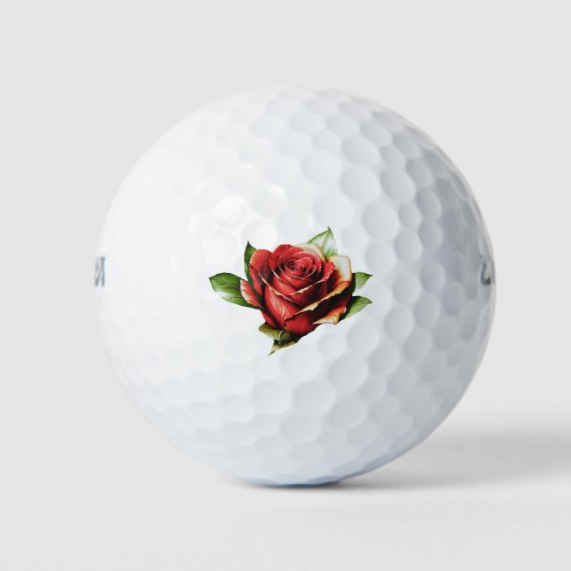 Einzigartige Candy Cane Rose Design Blume Golfball (Vorderseite)