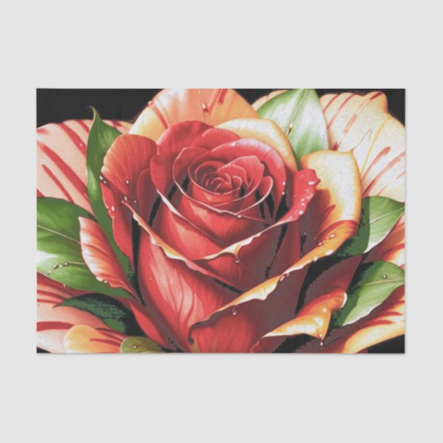 Einzigartige Candy Cane Rose Design Blume Seidenpapier (Vorderseite)