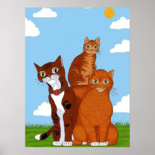 Einzigartige Cat Family Illustration Art Printable Poster