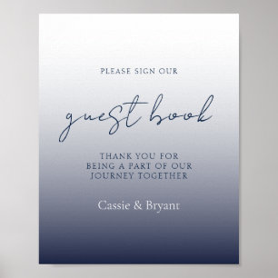Einzigartige Chic Navy Blue Wedding Guest Book Sig Poster