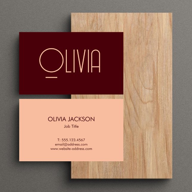 Einzigartige Chic Red & Blush Pink Script Visitenk (Von Creator hochgeladen)