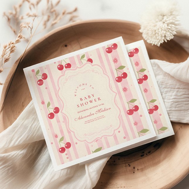 Einzigartige Coquette Cherry auf Top Baby Dusche Serviette (Von Creator hochgeladen)