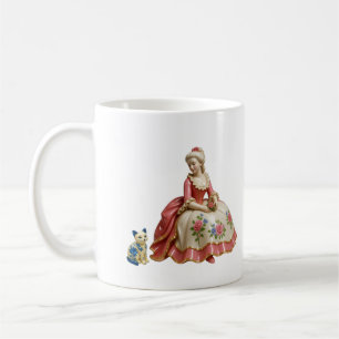 Einzigartige dekorative Tasse Dame sitzt mit Katze