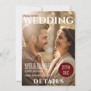 Einzigartige Details zum Custom Magazine Style Hoc Einladung