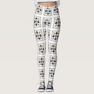 Einzigartige Diamantenkunst, gelbes Blau im Herzen Leggings
