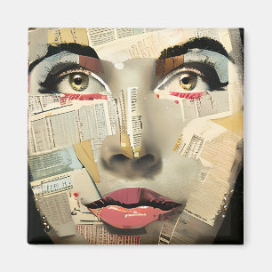 Einzigartige digitale Kunst   Hübsche Dame Abstrac Magnet