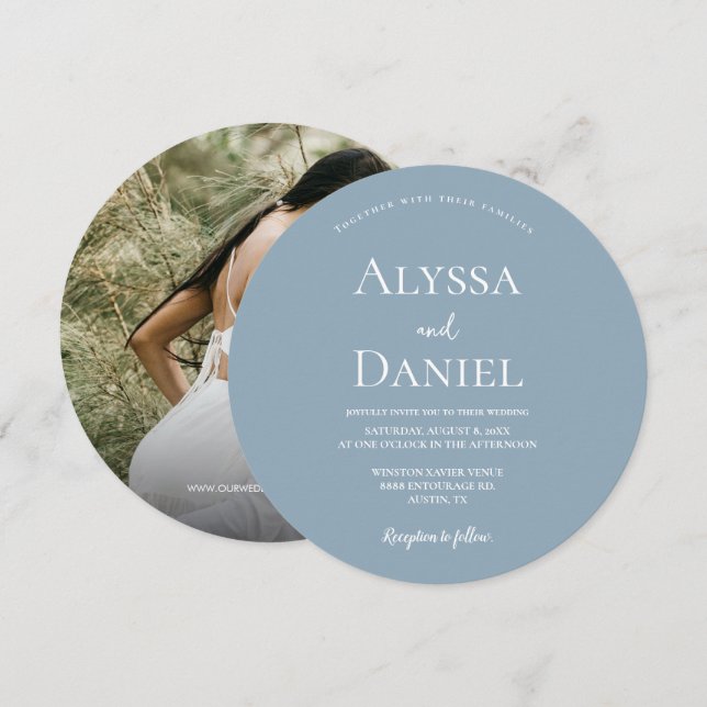 Einzigartige Dusty Blue Einfaches Minimalistisches Einladung (Vorne/Hinten)