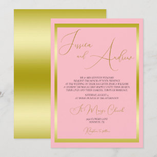 Einzigartige Dusty Pink & Gold Hochzeit Einladung