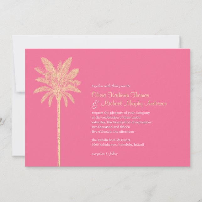 Einzigartige Einladungen zu Rosa Beach Hochzeiten (Vorderseite)