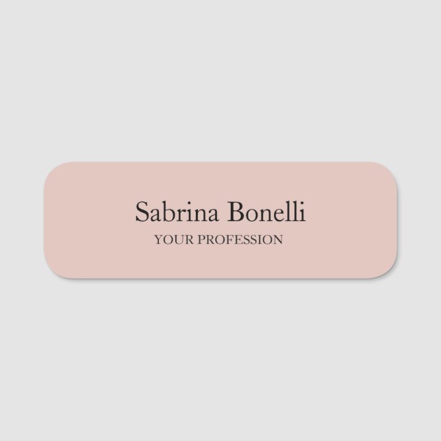 Einzigartige Elegante Schlichte, einfache Rose Gol Namensschild (Vorderseite)