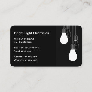 Einzigartige elektrische Lichtgeschäft Visitenkart Visitenkarte