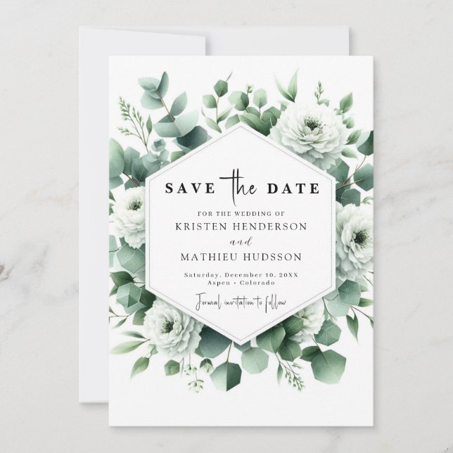 Einzigartige Eukalyptus Digital Wedding Save The Date (Vorderseite)