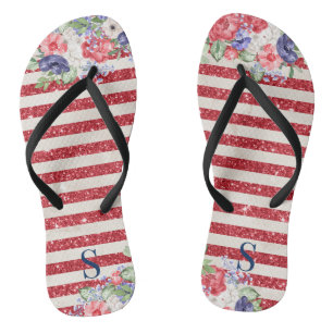 Einzigartige Fahnen- und Blumenmuster in den USA Flip Flops