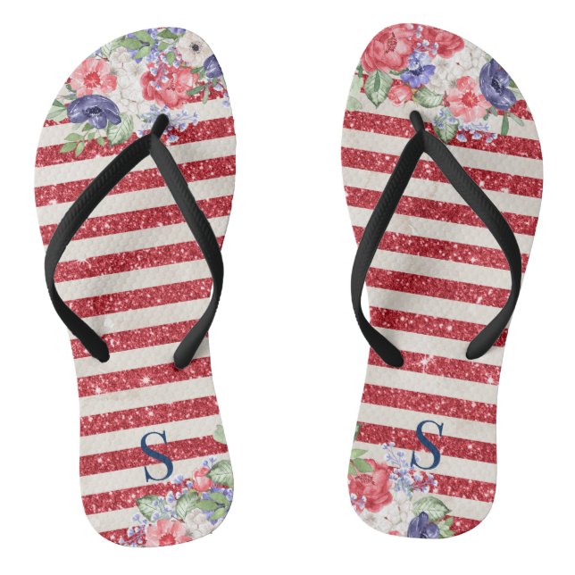 Einzigartige Fahnen- und Blumenmuster in den USA Flip Flops (Fußbett)