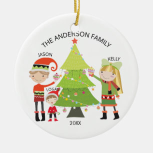 Einzigartige Familie von 3 personalisierten Weihna Keramikornament