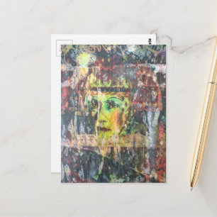 Einzigartige farbenfrohe Vintage-Gesicht-Grunge-Mi Postkarte