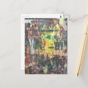 Einzigartige farbenfrohe Vintage-Gesicht-Grunge-Mi Postkarte