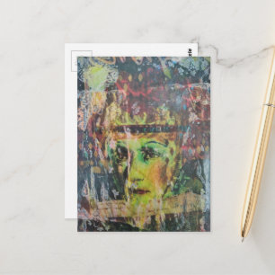 Einzigartige farbenfrohe Vintage-Gesicht-Mixed-Med Postkarte