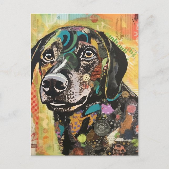 Einzigartige farbige Dog Collage Postkarte (Vorderseite)