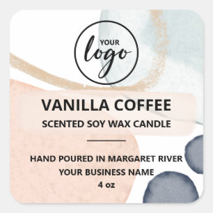 Einzigartige Formen Scented Soy Candle Logo Labels Quadratischer Aufkleber