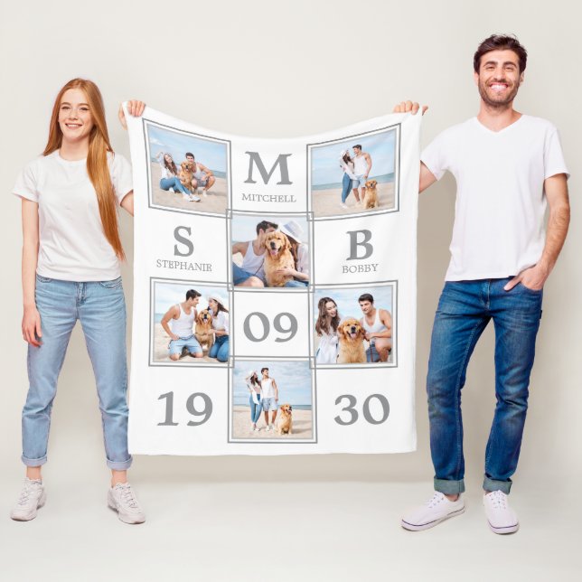 Einzigartige Foto Collage Newlywed Keepake Wedding Fleecedecke (Beispiel)