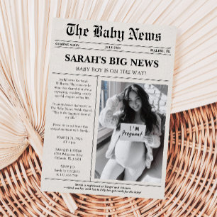 Einzigartige Foto Newspaper Babydusche Einladung