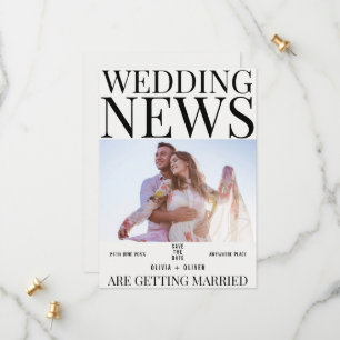 Einzigartige Foto Zeitungshochzeit Save The Date