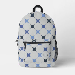 Einzigartige Gender Neutral Blue Monogram Initiale Bedruckter Rucksack
