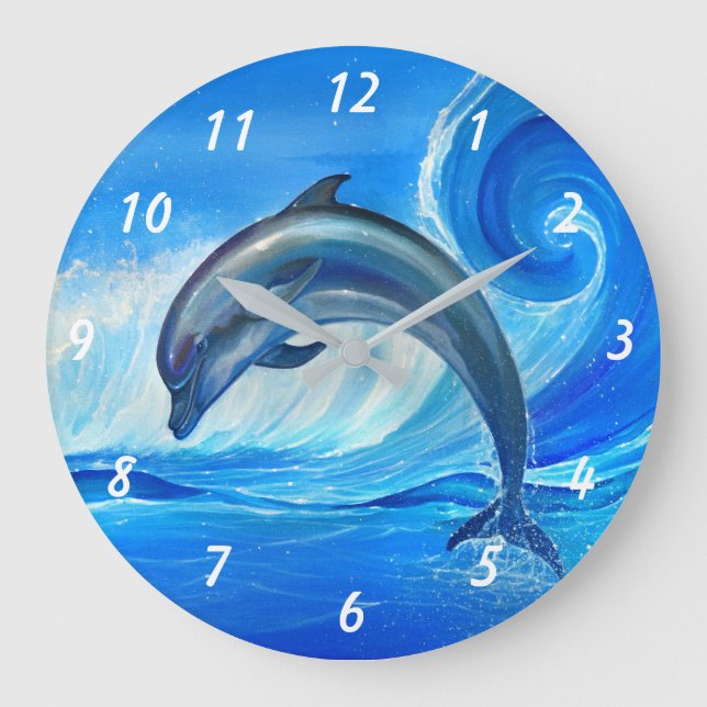 Einzigartige Geschenke für Dolphin-Liebhaber Große Wanduhr (Vorderseite)