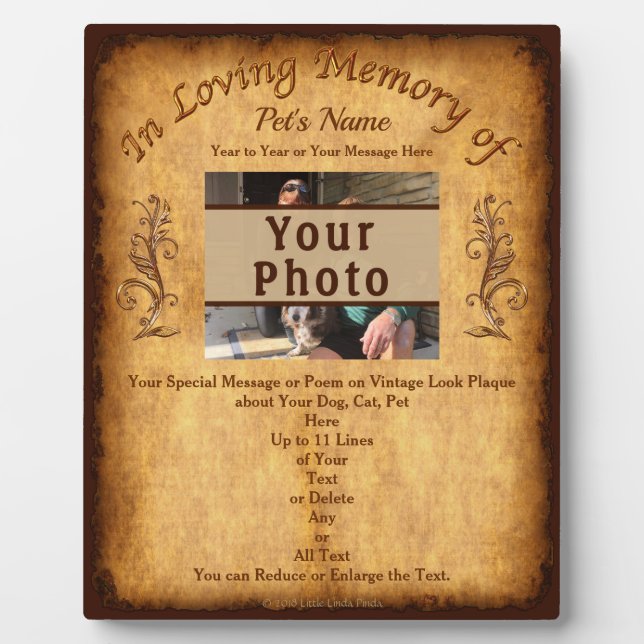 Einzigartige Geschenke für Haustiere Plaque, Foto, Fotoplatte (Vorderseite)