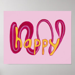 Einzigartige glückliche Wort Positive Bestätigungs Poster