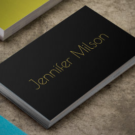 Einzigartige Gold Typografie Minimal Schwarz Beruf Visitenkarte