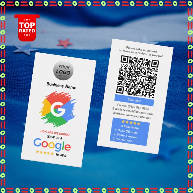 Einzigartige Google Review-Karte mit Logo und QR-C Visitenkarte (Von Creator hochgeladen)
