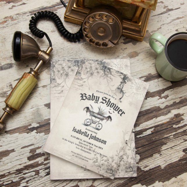 Einzigartige gotische und Vintage Kinderdusche Ein Einladung (Vintage Gothic baby shower invitation )