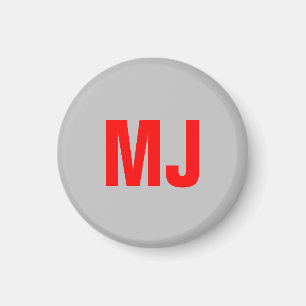 Einzigartige, grau-rote, fette Monogramm-Initialen Magnet