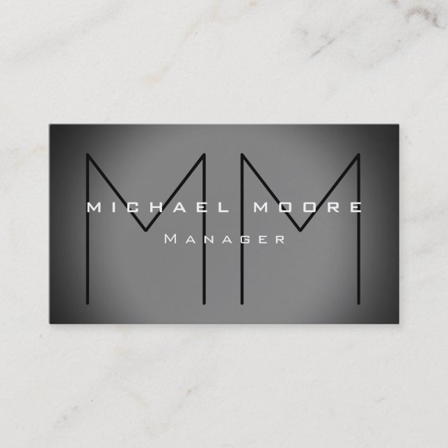 Einzigartige Graue Chic Monogram Business Card Visitenkarte (Vorderseite)