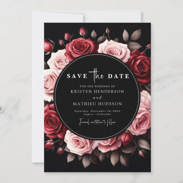 Einzigartige Grimson Red Wedding Save The Date (Vorderseite)