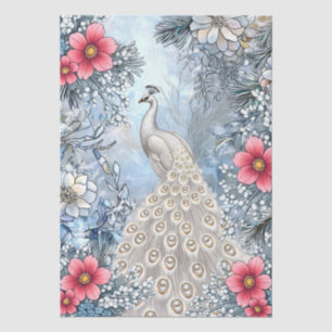Einzigartige große Winterblumen Weiße Pfau-Decoupa Seidenpapier