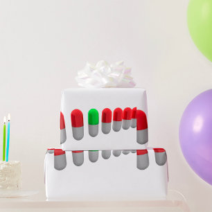 Einzigartige grüne Pille unter den roten Kapseln Geschenkpapier