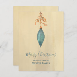 Einzigartige Handgemalte Wasserfarbe Türkis Weihna Postkarte