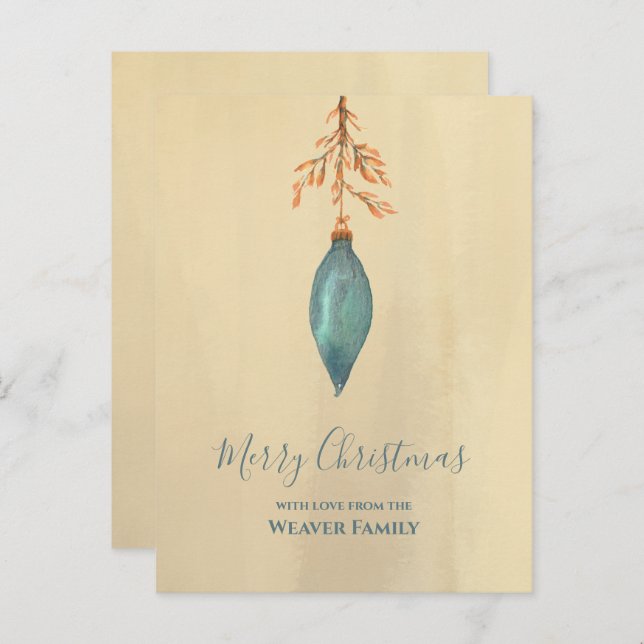 Einzigartige Handgemalte Wasserfarbe Türkis Weihna Postkarte (Vorne/Hinten)