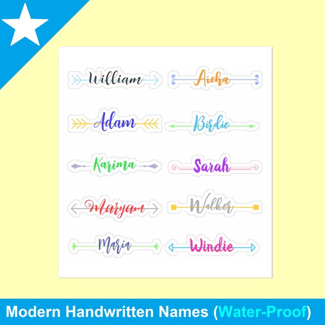 Einzigartige handgeschriebene Skriptnamen, beste w Aufkleber (modern kids name stickers)