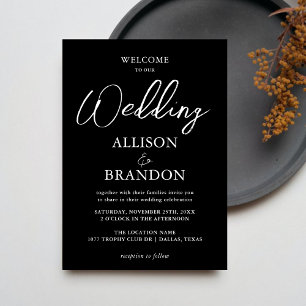 Einzigartige handgeschriebene Typografie Schwarz W Einladung