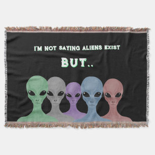Einzigartige handgezeichnete mehrfarbige Aliens Decke