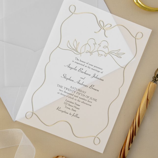 Einzigartige handgezeichnete romantische Hochzeit Acryleinladungen (Von Creator hochgeladen)