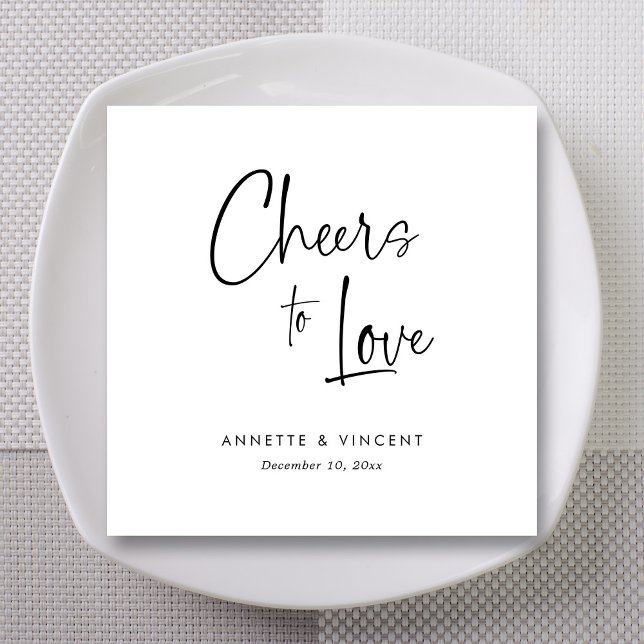 Einzigartige Handschrift für HochzeitsNapkins mit  Serviette (Cheers to Love Personalized  Unique Hand Lettering Wedding Napkins )
