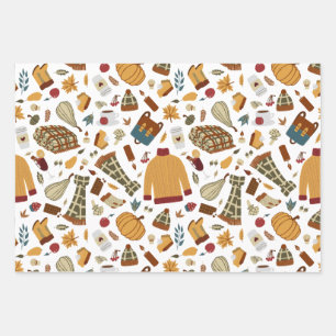 Einzigartige Herbstlaub Herbstpumpen Geschenkpapier Set